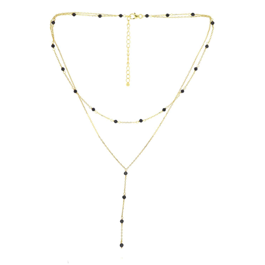 Layered Black Onyx Drop NK 14K GP