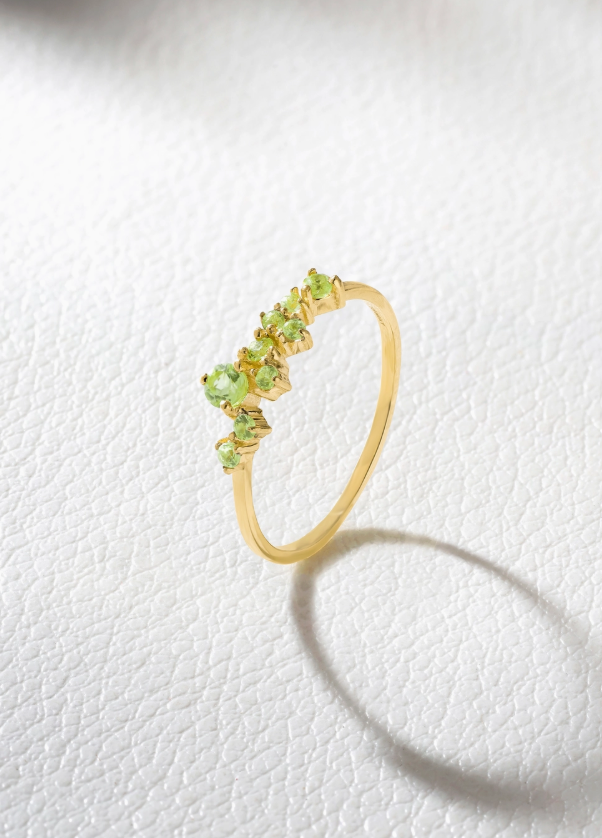 Peridot Cluster Ring – 14K Gold Plated