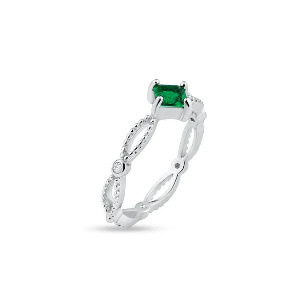 Emerald Diamond Braided Ring .925 - 9