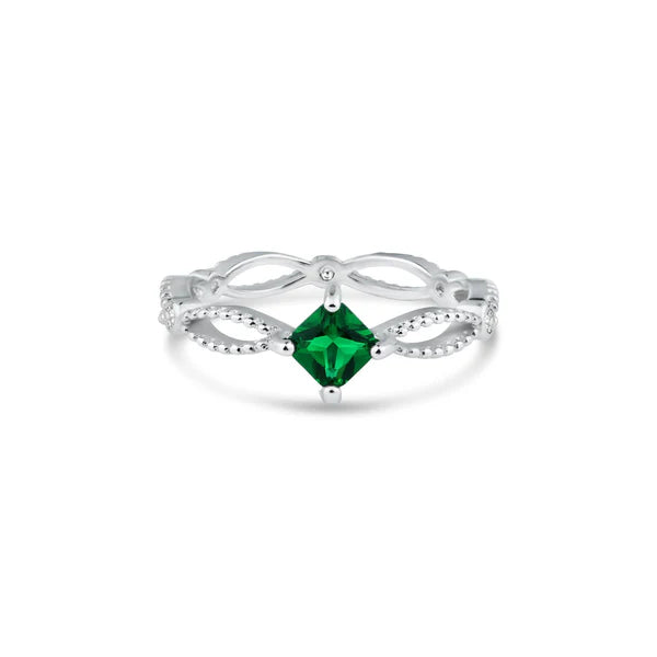 Emerald Diamond Braided Ring .925 - 9