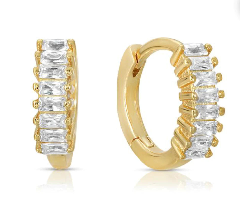 Mini CZ Bauette Hoop 14K GP