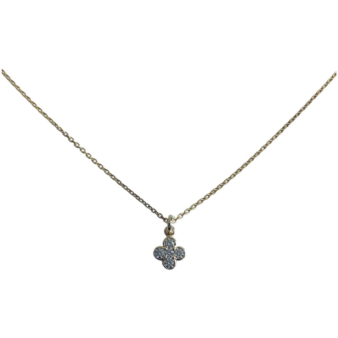 Ultra Mini Clover CZ Necklace 14K GP