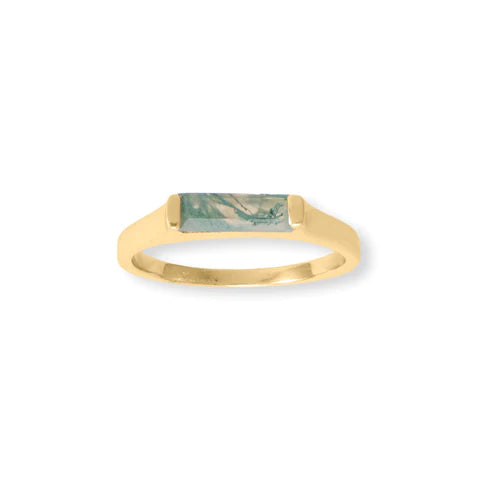 Moss Agate Ring 14k GP