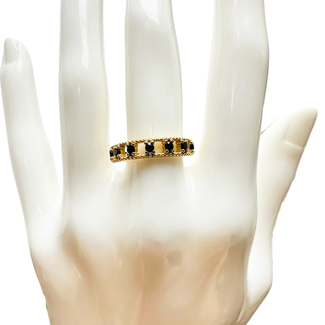 Black CZ Ring 14K GP