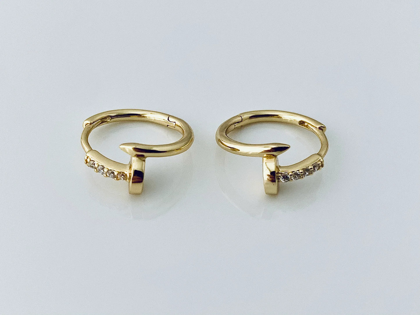 Nail CZ Hoop 14K GP