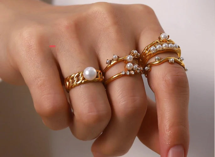 Pearl Branch Ring 18K GP 7