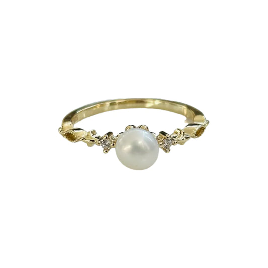 Pearl Princess CZs Ring 14K GP