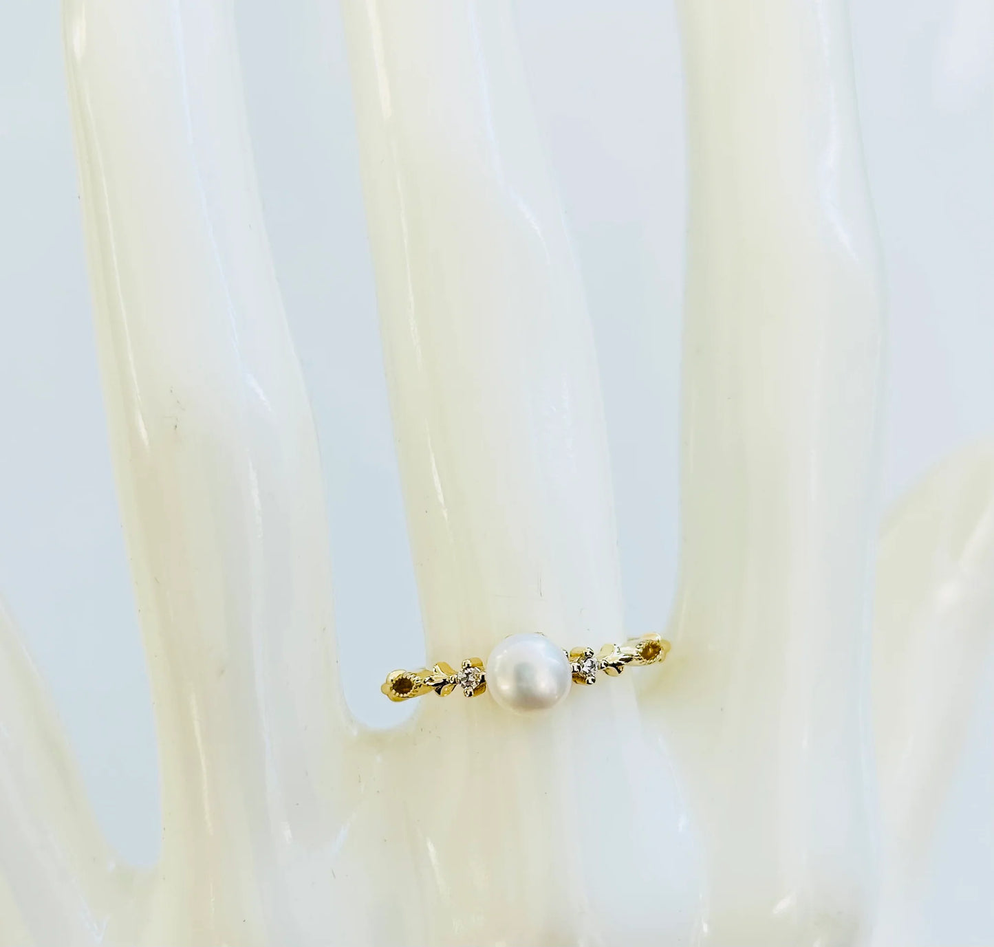 Pearl Princess CZs Ring 14K GP