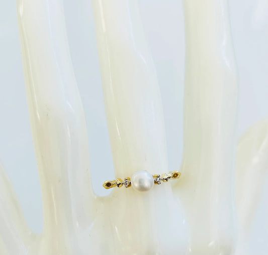 Pearl Princess CZs Ring 14K GP