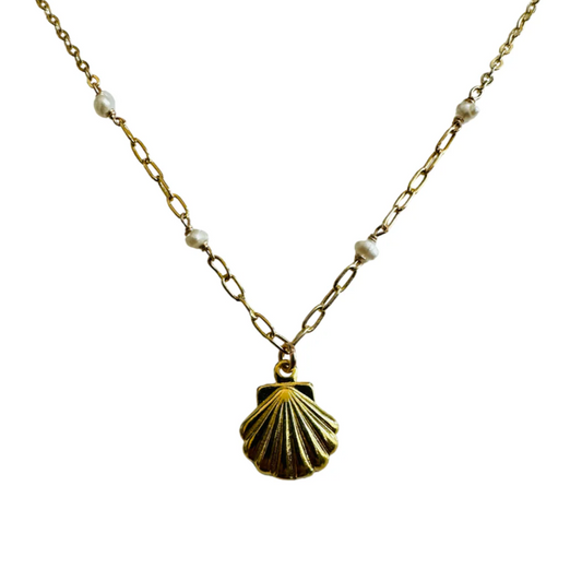 Seashell & Fresh Water Pearl Necklace GP
