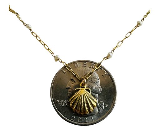 Seashell & Fresh Water Pearl Necklace GP