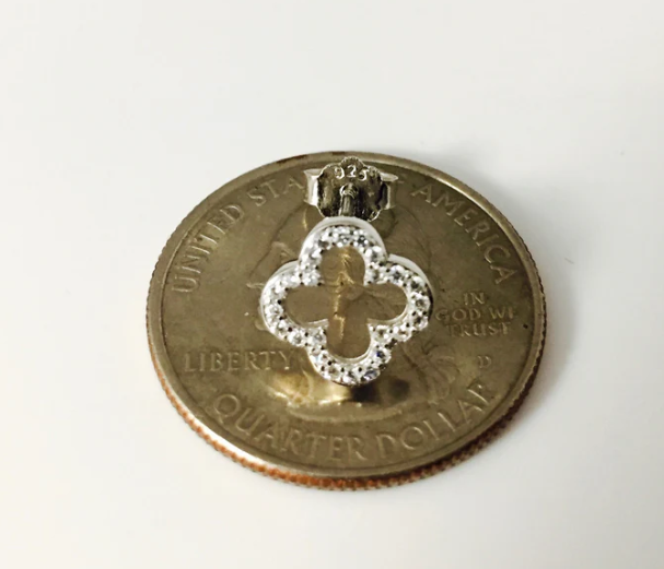 CZ Clover Outline Studs 14K GP