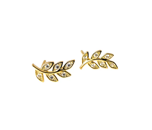 CZ Branch Studs 14K GP