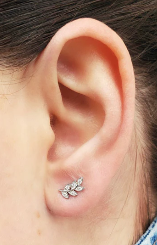 CZ Branch Studs 14K GP