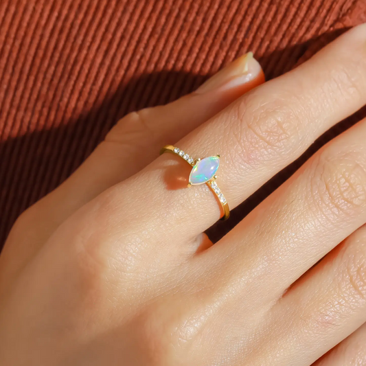 Ethiopian Opal Marquis Ring 14GP