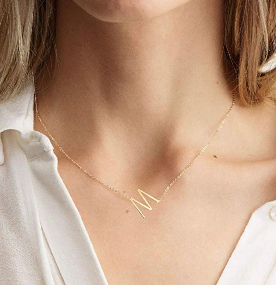 Sideways Letter Necklace 14K GP