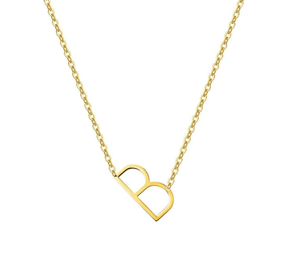 Sideways Letter Necklace 14K GP