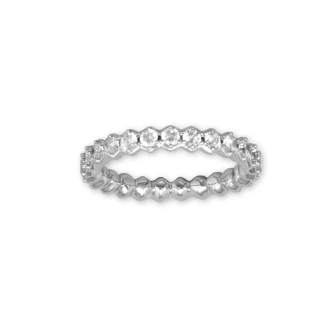 Hexagon CZ Eternity Band Ring .925