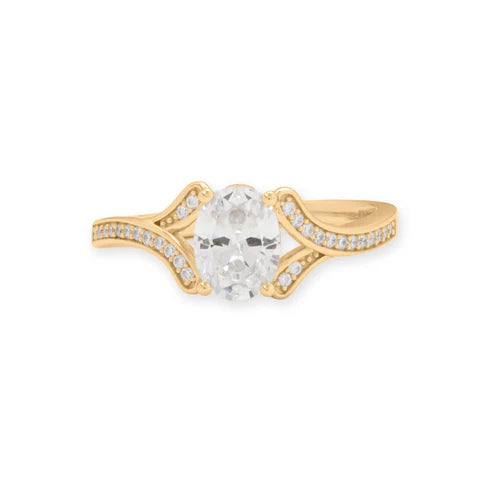 Oval Solitaire Ring 14K GP