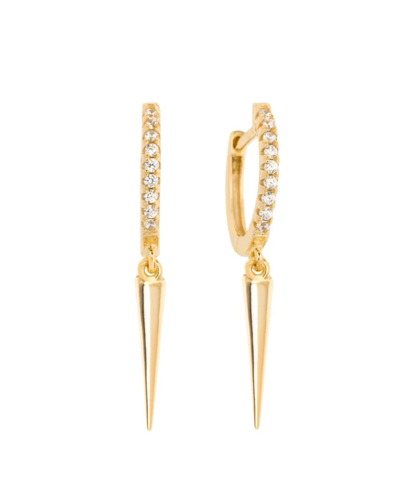 Spike CZ Huggie Hoop 18K GP