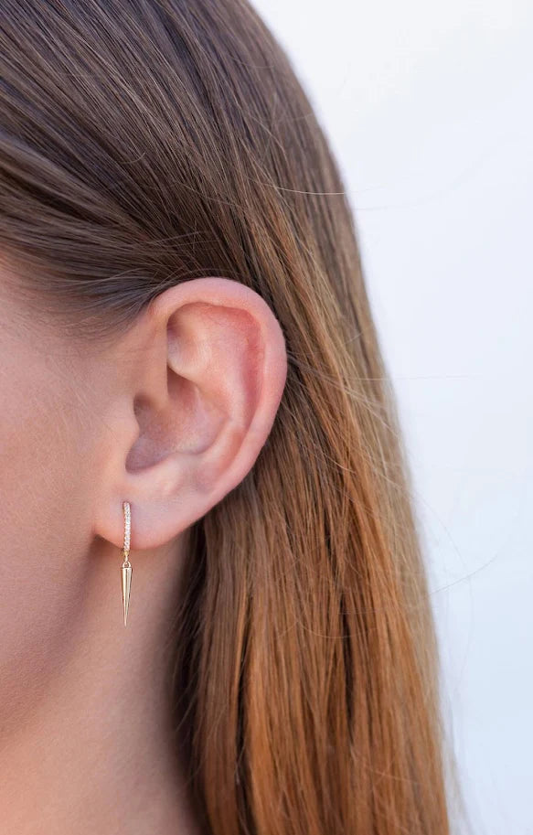 Spike CZ Huggie Hoop 18K GP