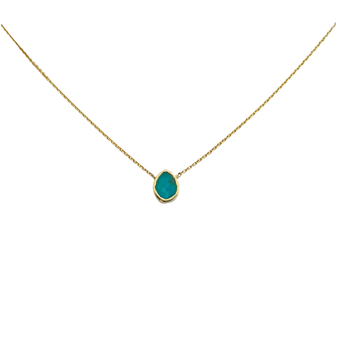 Turquoise Freeform Necklace 14K GP