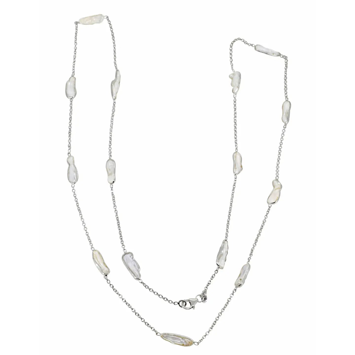 Freeform Pearl Strand Necklace – Sterling Silver