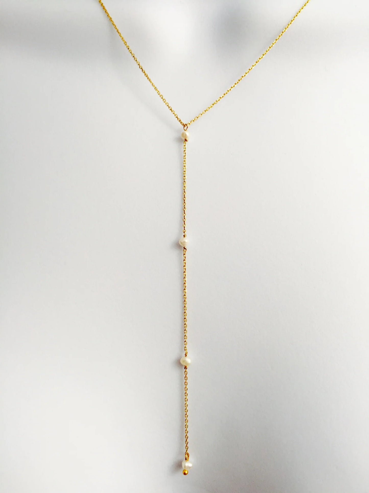 Fresh Water Pearls Y Drop Necklace 14K GP