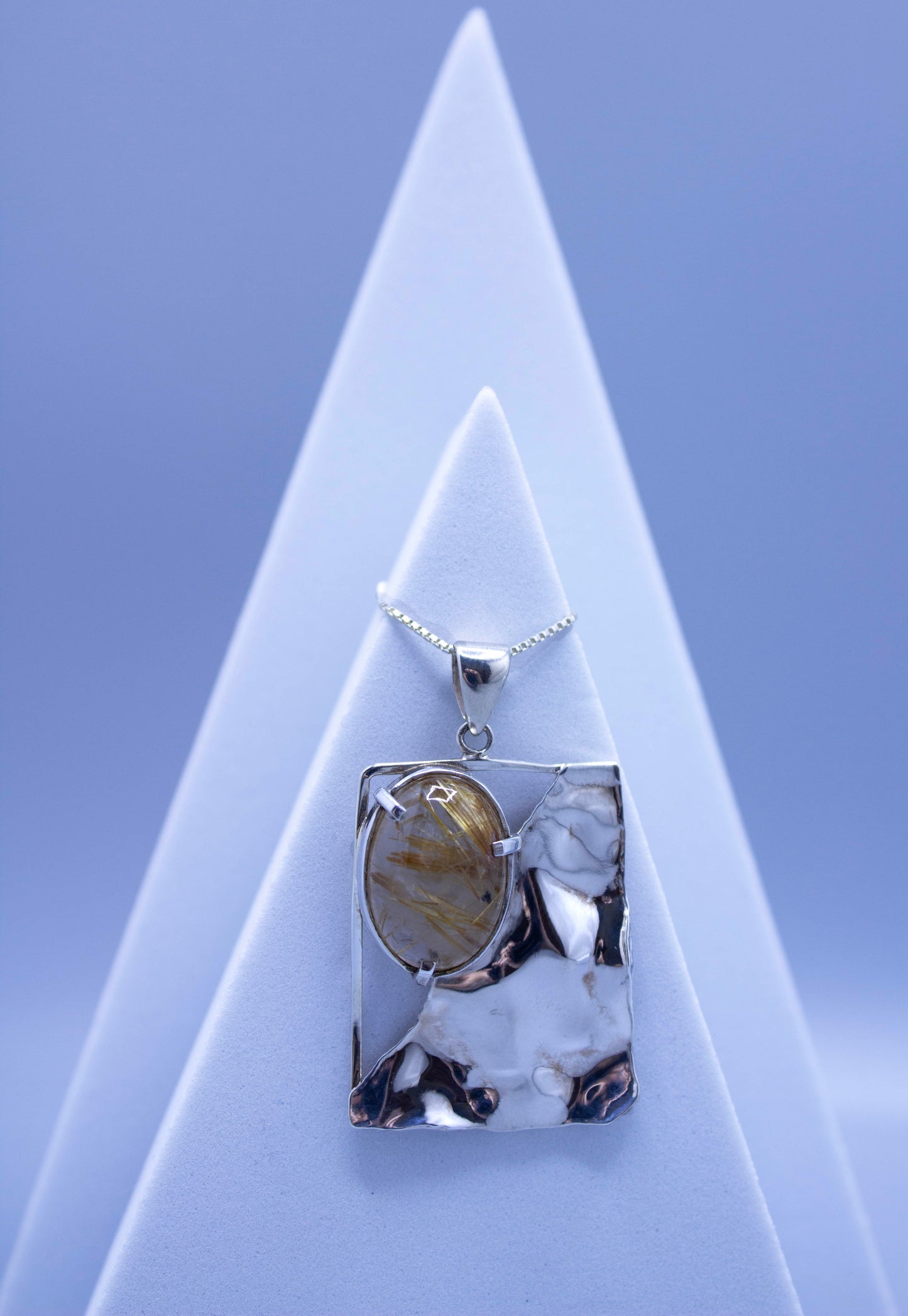 Rutilated Quartz Abstract Pendant Necklace