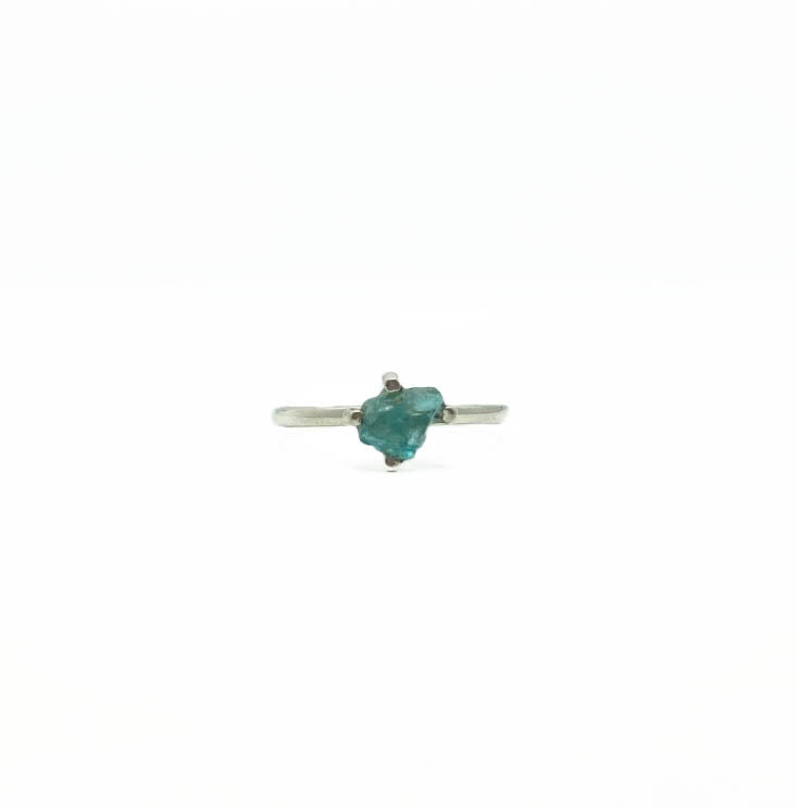 Raw Amazonite Crystal Prong Ring .925