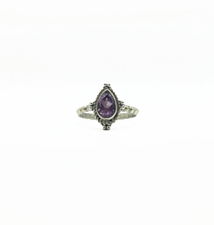 Amethyst Braided Teardrop Ring .925
