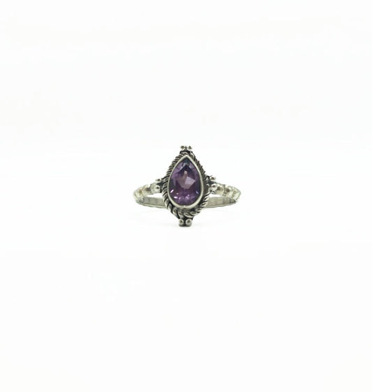 Amethyst Braided Teardrop Ring .925