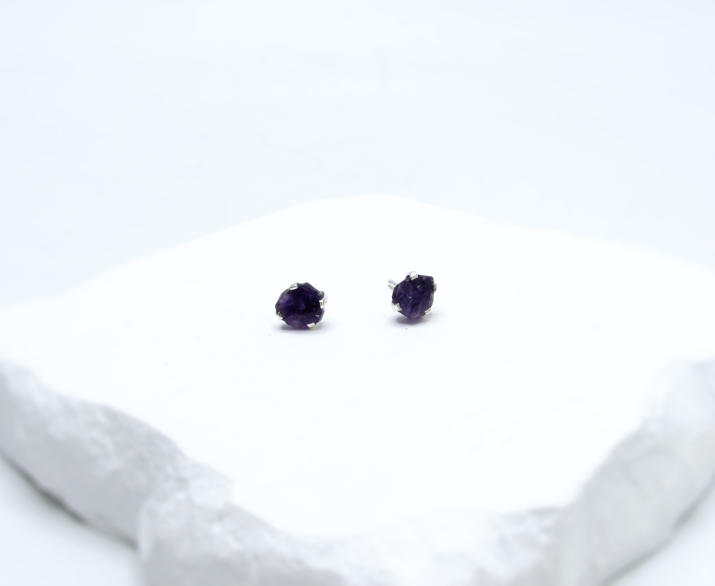 Amethyst Birthstone Stud Earrings – Sterling Silver