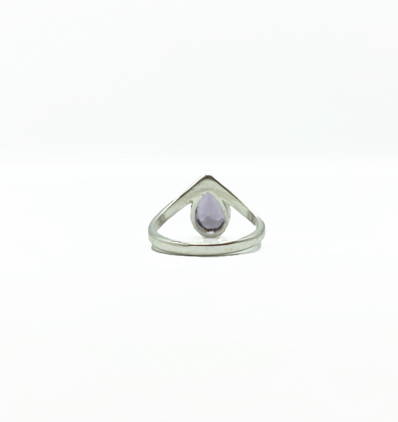 Amethyst Teardrop V Ring .925