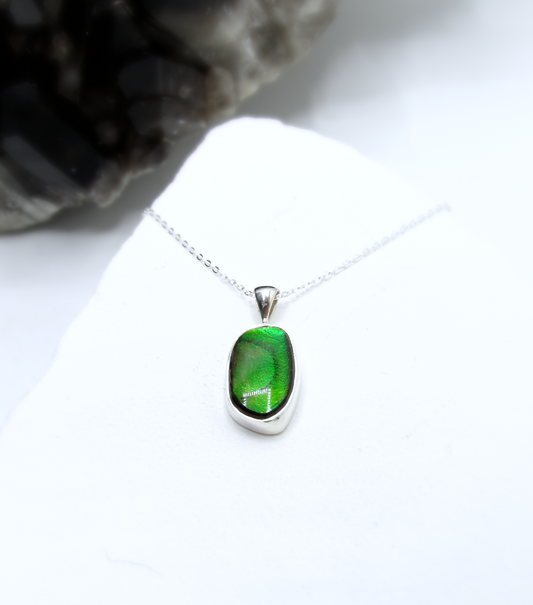 Natural Ammolite Pendant – Sterling Silver