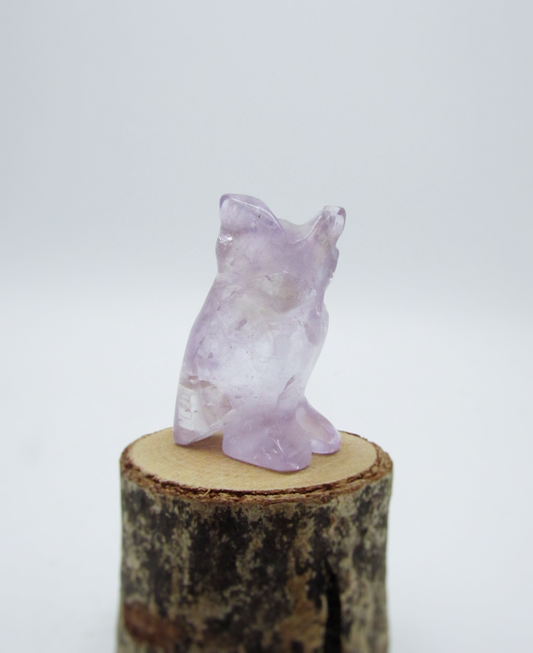 Mini Hand-Carved Amethyst Owl
