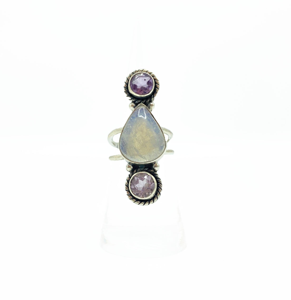 Amethyst x Moonstone Teardrop Cocktail Ring .925
