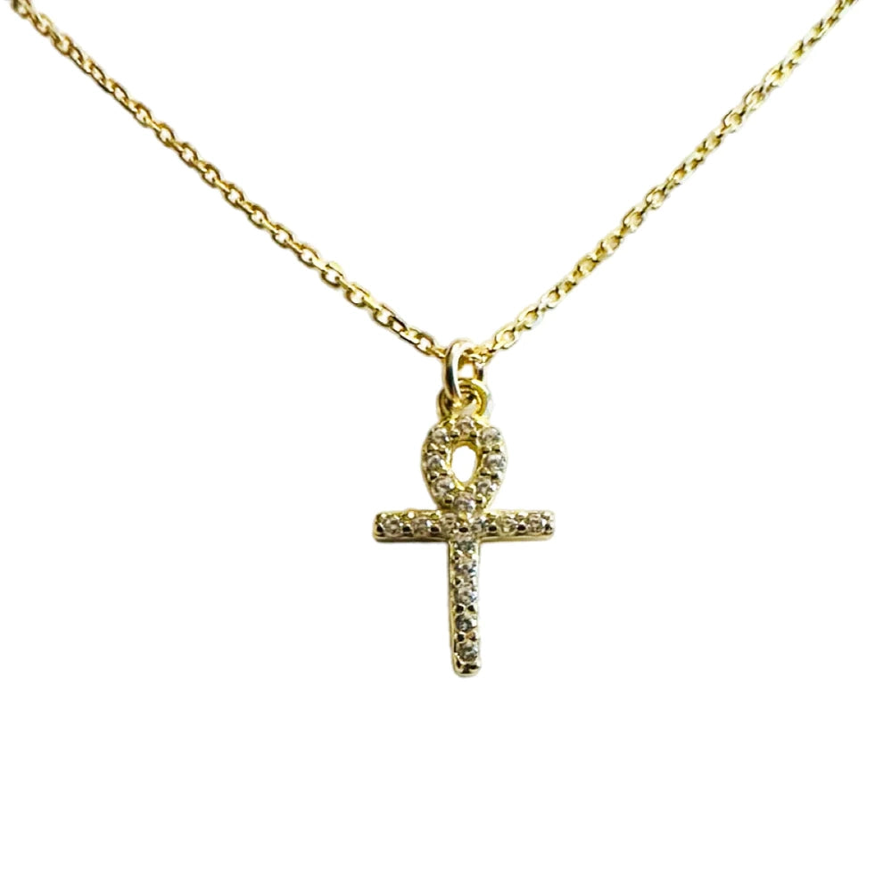 Ankh CZ Necklace 18K GP