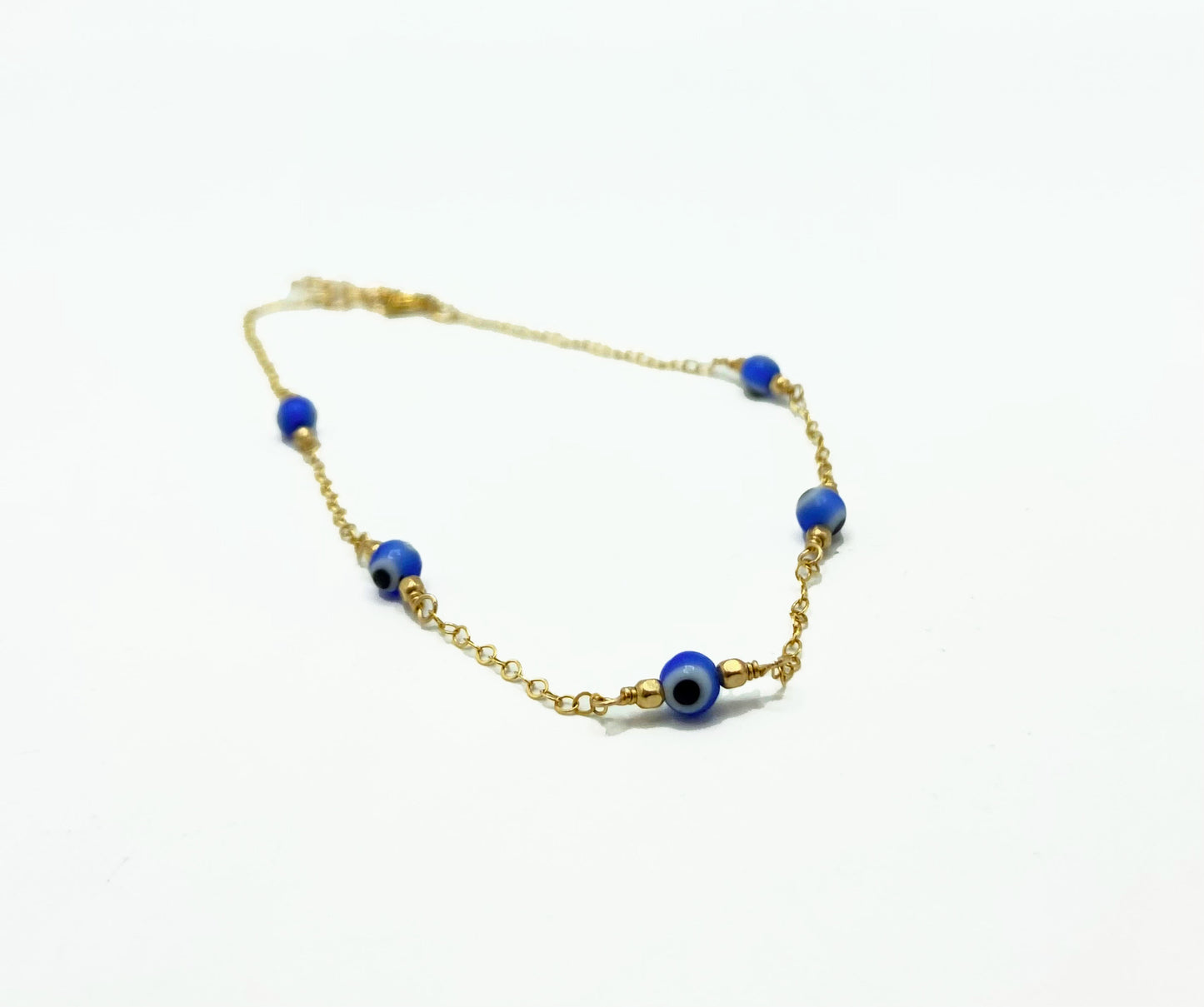 Handmade Evil Eye Blue Anklet 14k Gold Fill