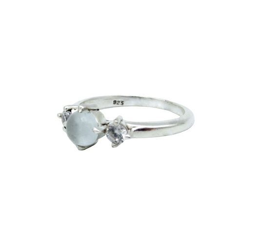 Aquamarine & White Topaz Ring | Sterling Silver