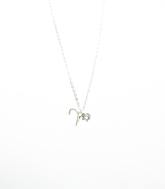 Aries Zodiac Pendant - Aquamarine – Sterling Silver