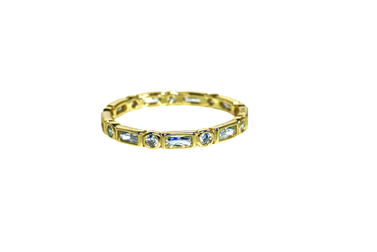 Baguettes Circles CZ Ring 14K GP