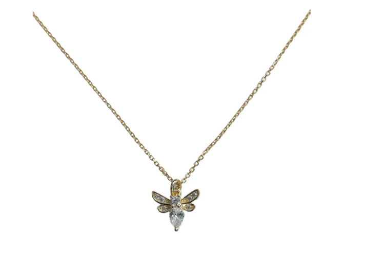 CZ Bee Necklace 14K GP