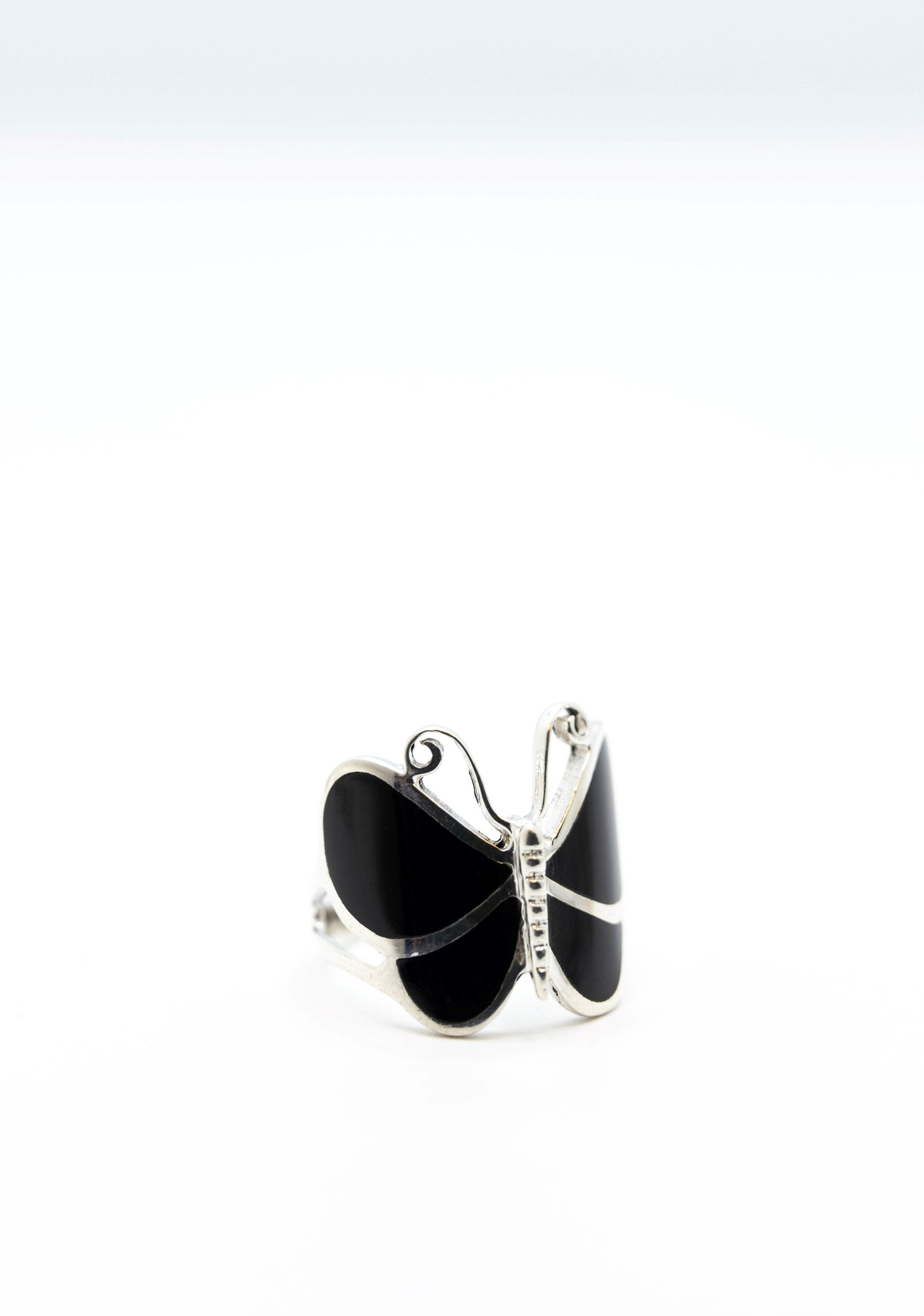Black Onyx Butterfly Simple Ring .925