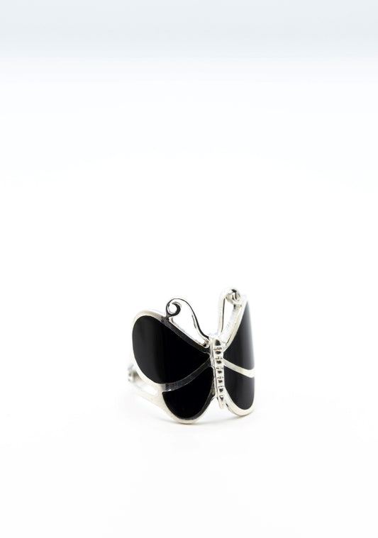 Black Onyx Butterfly Simple Ring .925