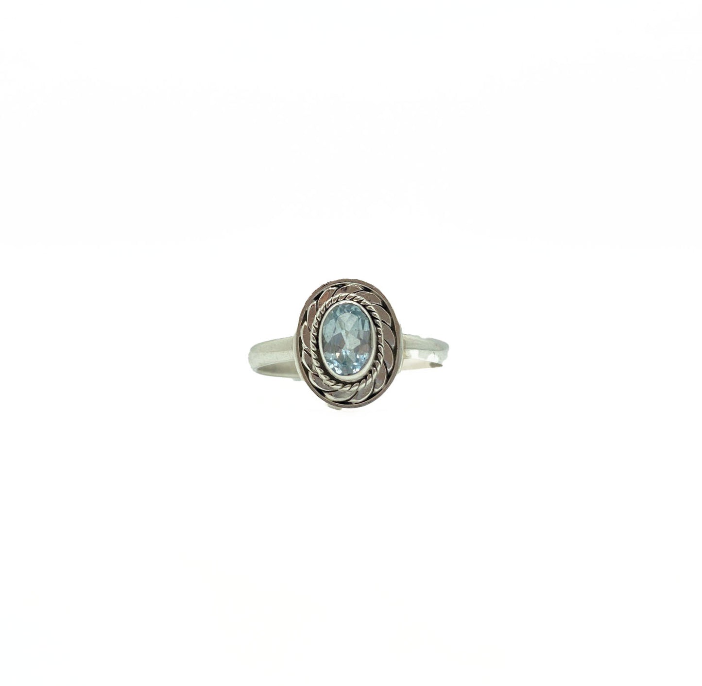 Blue Topaz Braided Oval Ring .925