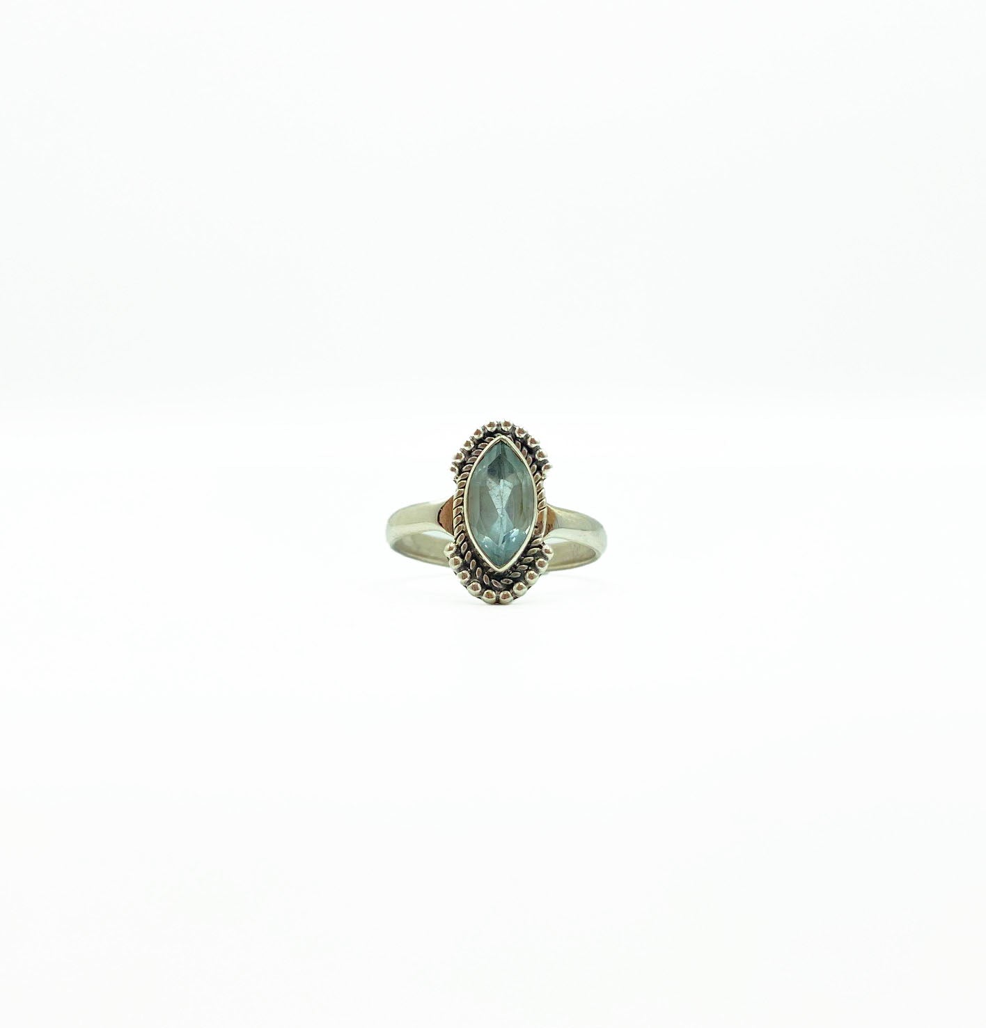 Blue Topaz Marquis Rope Fan Ring .925