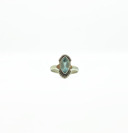 Blue Topaz Marquis Rope Fan Ring .925