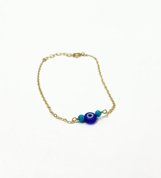 Handmade Evil Eye Blue Bracelet 14k Gold Fill