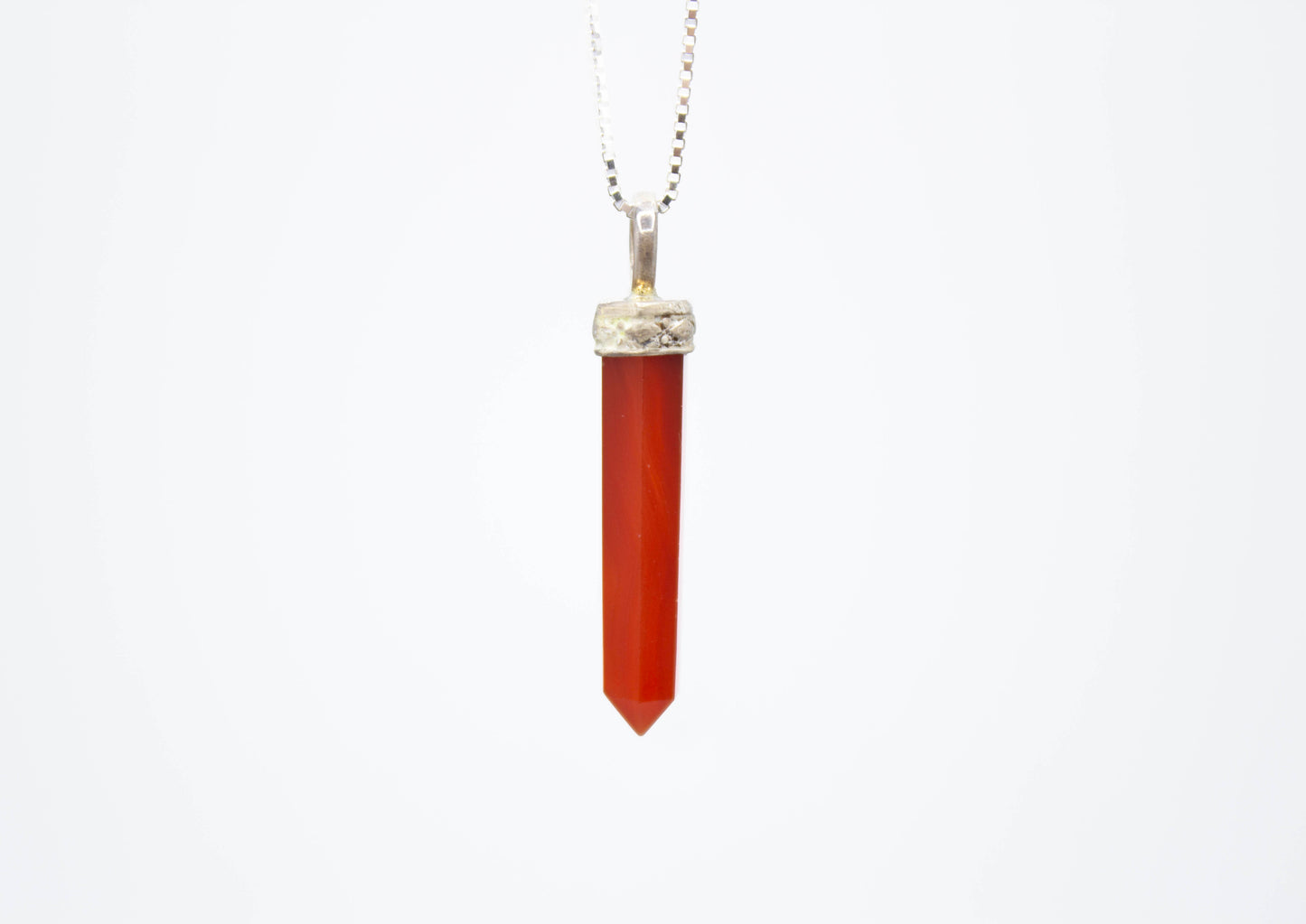 Carnelian Mini Crystal Point Necklace .925